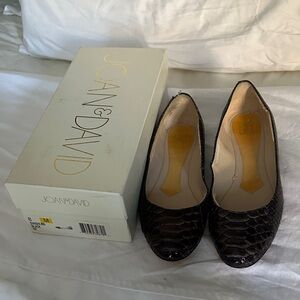 Joan & David Dark Brown Snakeskin Flats